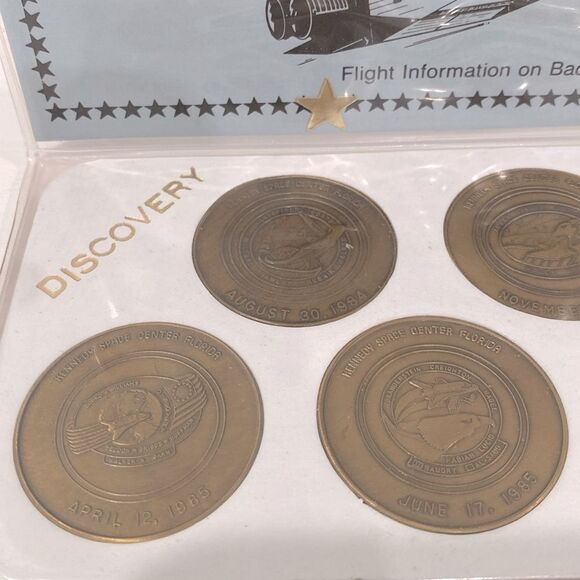 Discovery Series Antiqued 6 Solid Bronze Coins NASA Space Shuttle - Picture 8 of 9